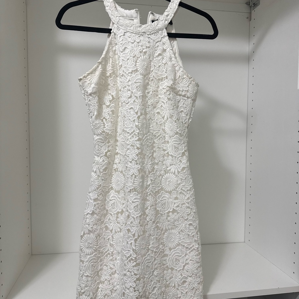 Lulu's White Floral Lace Mini Dress